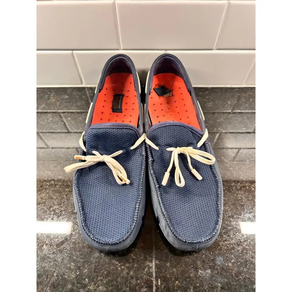 Swims Men's Braided Lace Up‎ Slip on Boat Shoes Loafers Blue